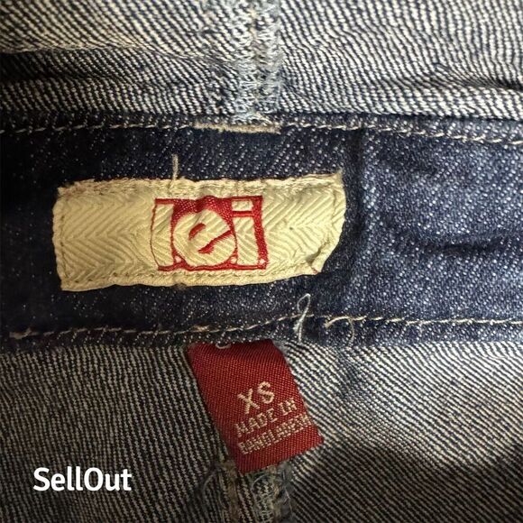 lei Juniors XS Blue Denim Overalls Whiskered Casual - Picture 6 of 7